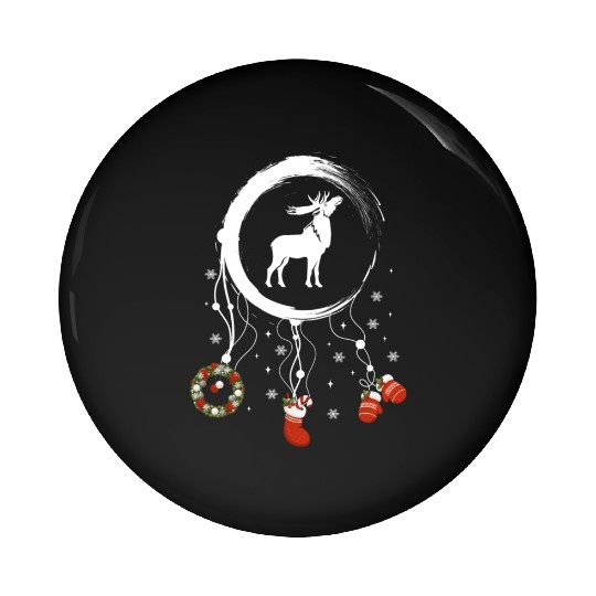 Winter dreamcatcher Christmas Moose Pin Buttons
