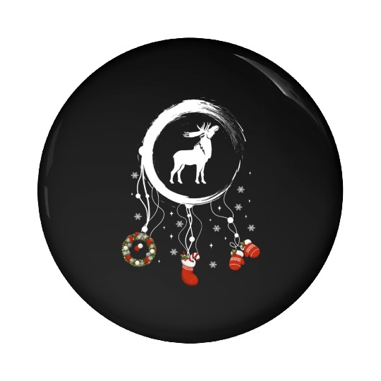 Winter dreamcatcher Christmas Moose Pin Buttons