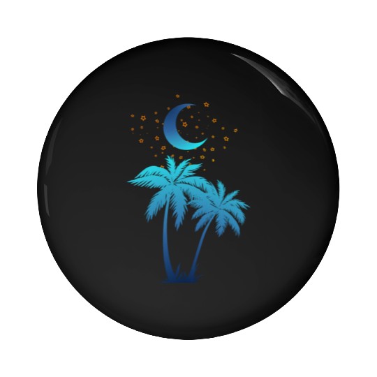 Palm Tree and the Moon Under the Stars, Nature Gif Pin Buttons