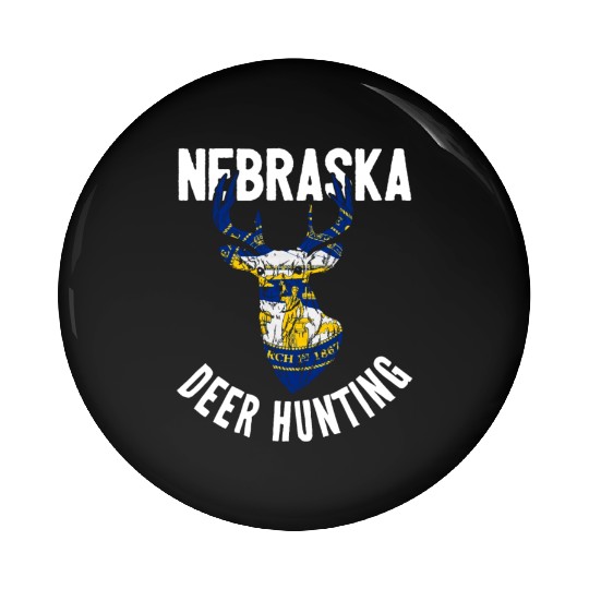 Nebraska Deer Hunting Buck Stag Hunter Pin Buttons