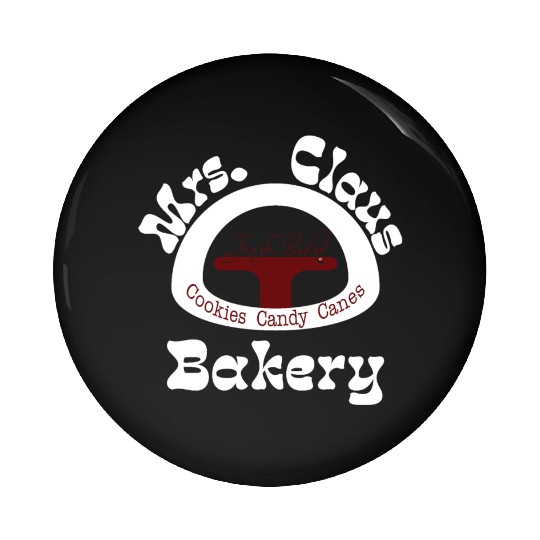 Christmas Pin Buttons, Mrs. Claus Bakery Pin Buttons,