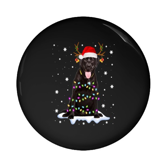 Black Lab Labrador Christmas Tree Light Pajama Dog Pin Buttons