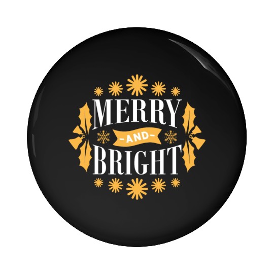 Merry And Bright Snowflakes Mistletoe Xmas Holiday Pin Buttons