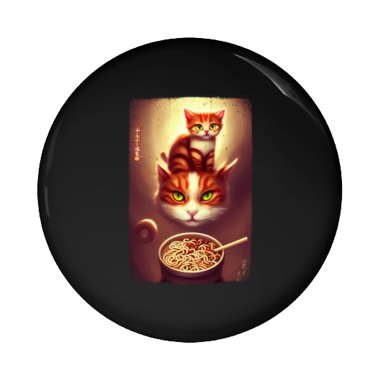 kawaii Japanese cat ramen noodles bowl Pin Buttons