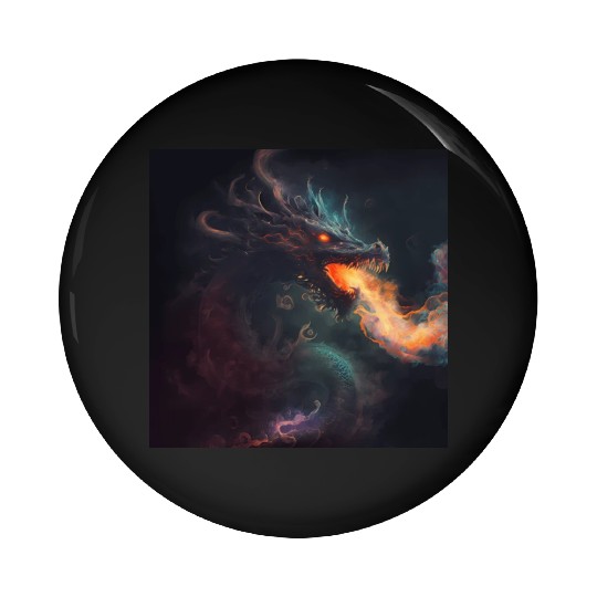 Dark fantasy fire breathing dragon Pin Buttons