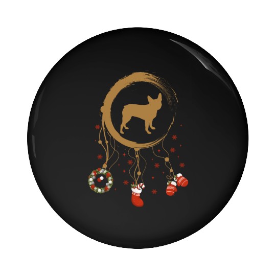 dog dreamcatcher Christmas Boston Terrier Pin Buttons