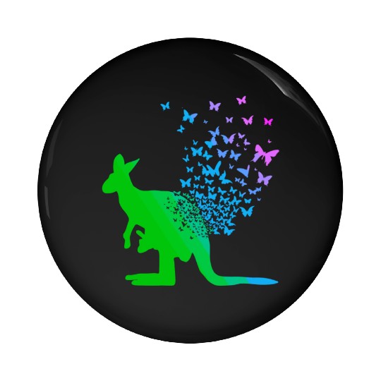 Butterfly & Kangaroo In Nature Australia Kangaroo Pin Buttons