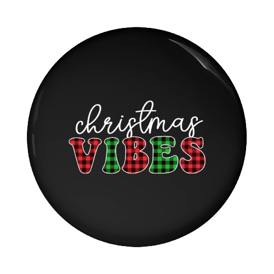 Christmas Vibes Buffalo Plaid Retro Christmas Pin Buttons