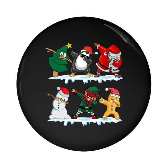 Dabbing Santa Elf Friends Funny Christmas Dabs Pin Buttons