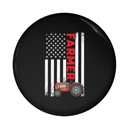 Flag with Tractor Patriotic Farmer Farming Gift Pin Buttons