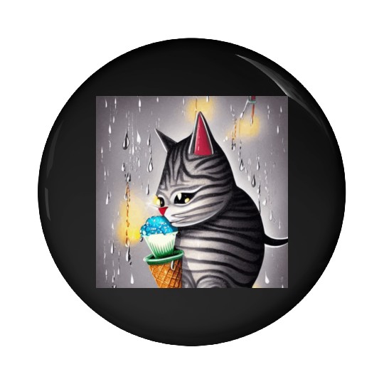 cut cat love ice cream Pin Buttons
