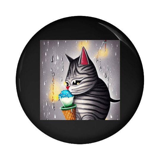 cut cat love ice cream Pin Buttons