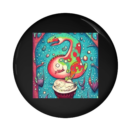 happy dinosaur love ice cream Pin Buttons