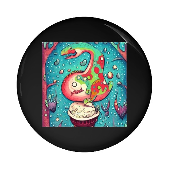 happy dinosaur love ice cream Pin Buttons