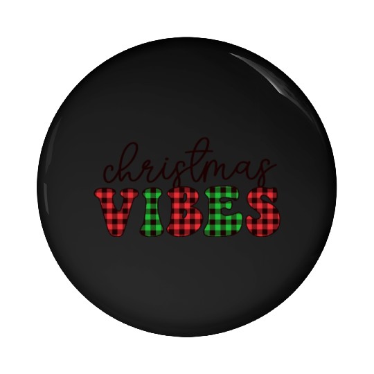 Christmas Vibes Buffalo Plaid Retro Christmas Pin Buttons
