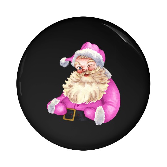 Retro Pink Santa Claus-Retro Pink Santa Claus Wate Pin Buttons