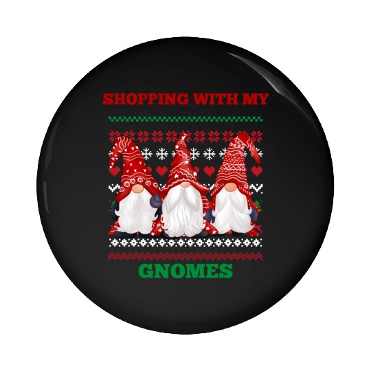 Shopping with my gnomes Pin Buttons
