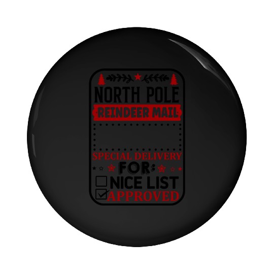 North Pole Reindeer Mail Pin Buttons