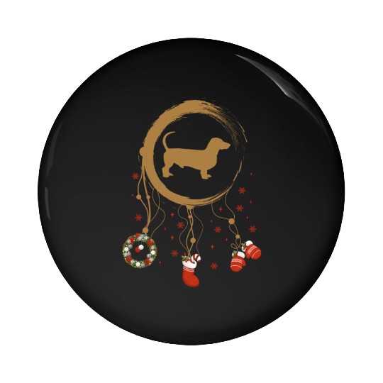 dog dreamcatcher Christmas Dachshund Pin Buttons