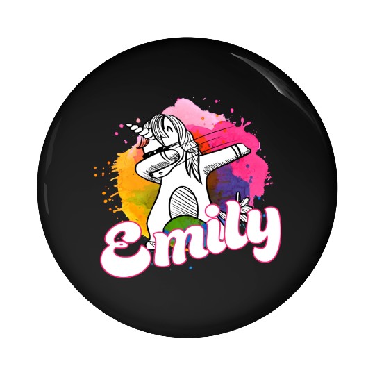 EMILY - Beautiful name with dabbing unicorn Pin Buttons