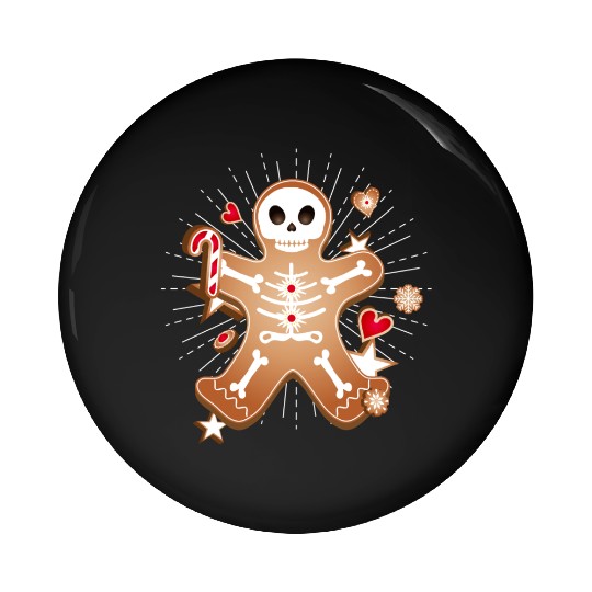 Gingerbread man Sugar Skull decor for Christmas Pin Buttons