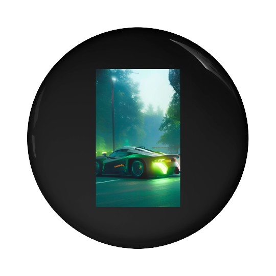 Futuristic grey neon car Pin Buttons