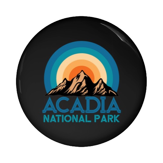 Cool Vintage Retro Acadia National Park Mountain Pin Buttons