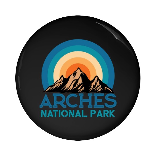 Cool Vintage Retro Arches National Park Mountain Pin Buttons