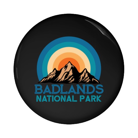 Cool Vintage Retro Badlands National Park Mountain Pin Buttons
