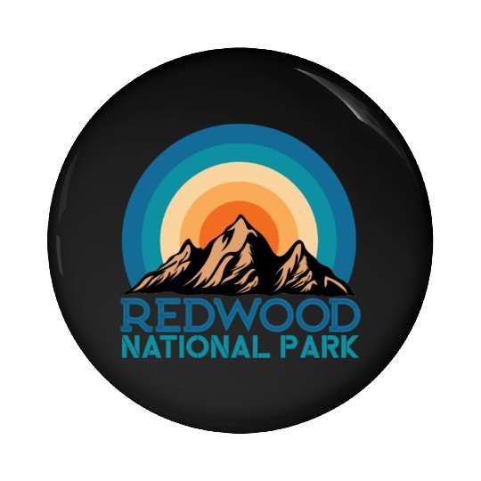 Cool Vintage Retro Redwood National Park Mountain Pin Buttons