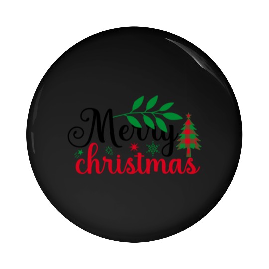 Xmas Merry Christmas Buffalo Plaid Fir Tree Pin Buttons