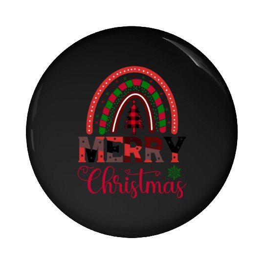 Xmas Merry Christmas Buffalo Plaid Fir Tree Pin Buttons