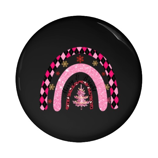 Xmas Christmas Merry and Bright Snowflakes Pin Buttons