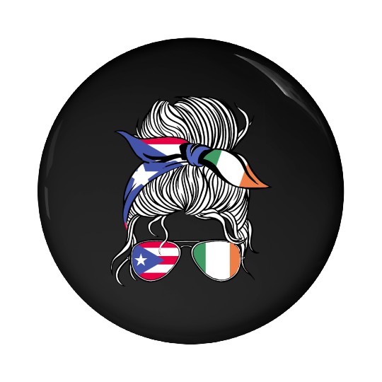 Puerto Rico Flag Ireland Grown Women Girl Country Pin Buttons