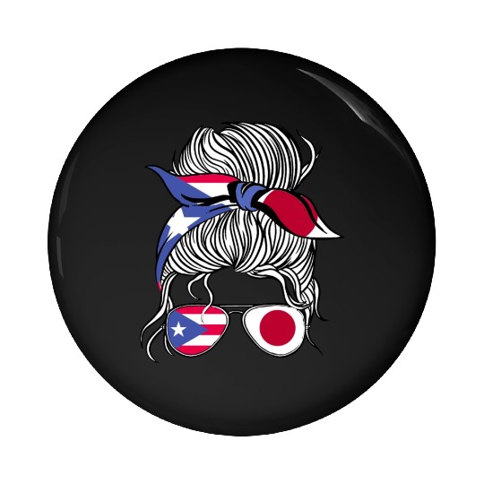 Puerto Rico Flag Japan Grown Women Girl Country Pin Buttons