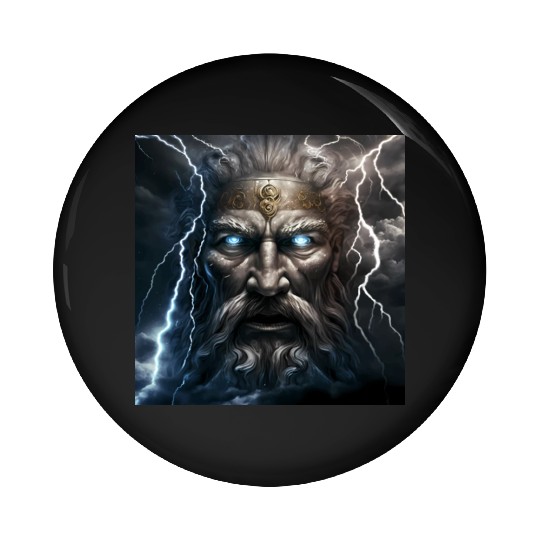 Portrait of Zeus Pin Buttons