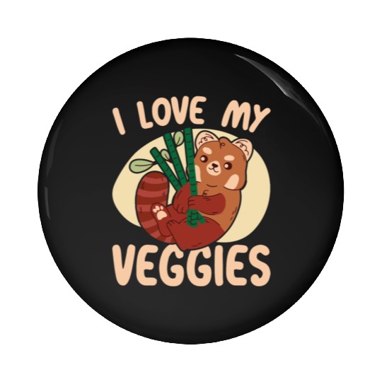 I Love My Veggies Red Panda Bear Whisperer Animal Pin Buttons