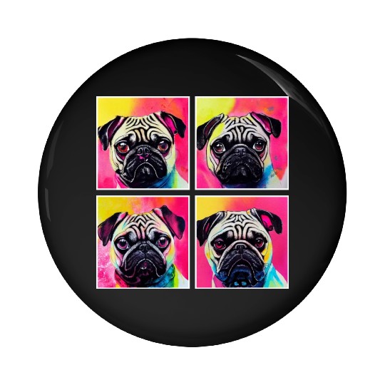 Pug, anime, comic or retro style. I love my dog! Pin Buttons