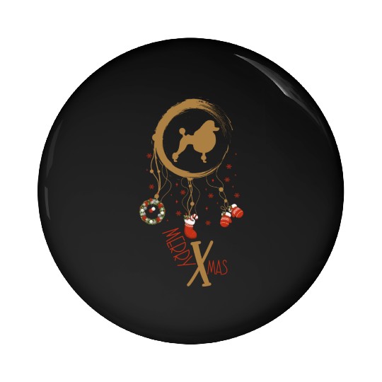 dog dreamcatcher Christmas Poodle Pin Buttons