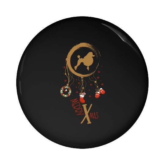 dog dreamcatcher Christmas Poodle Pin Buttons