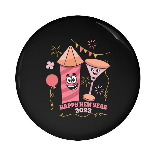 Wine Fireworks 2023 New Year Hello 2023 New Year Pin Buttons