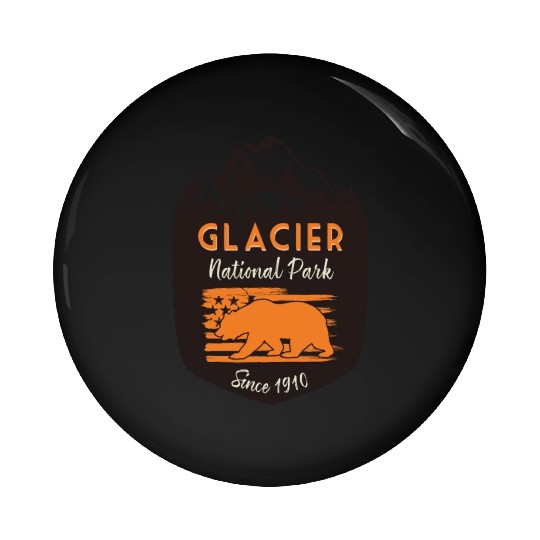 Glacier National Park US Flag Grizzly Bear Pin Buttons