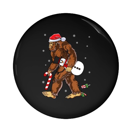 Bigfoot Christmas Funny Winter Boys Men Sasquatch Pin Buttons