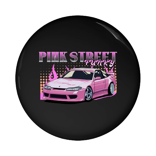 Pink street funky Pin Buttons