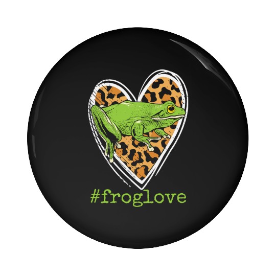 Frogs Lover Green Frog Leopard Heart Print Girls W Pin Buttons