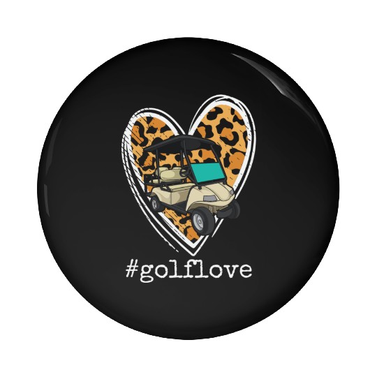 Golf Love Cart Golfing Caddy Golf Player Leopard H Pin Buttons