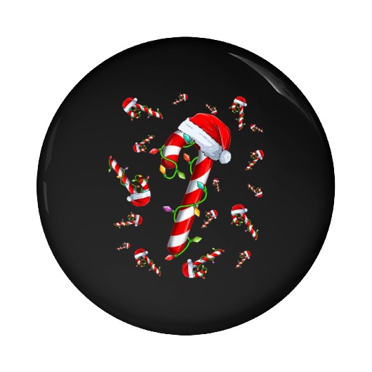 Candy Cane Merry and Bright Red and White Candy Pin Buttons