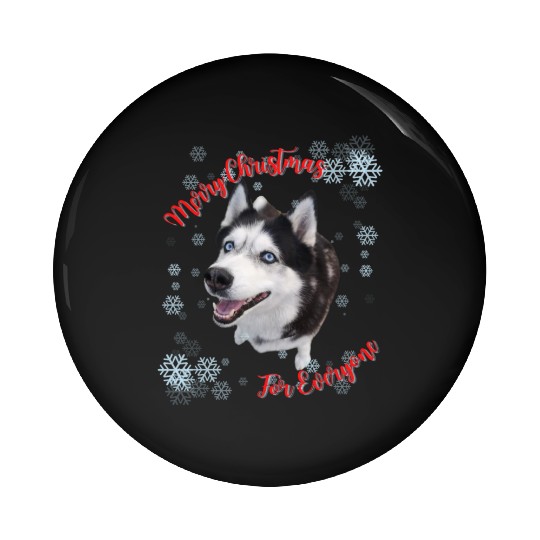 Merry Christmas For Everyone Cute Husky Pin Buttons