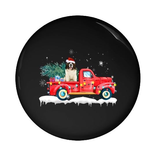 Saint Bernard Christmas Dog Santa Xmas Pin Buttons