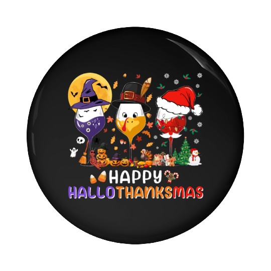 Hallothanksmas Halloween Thanksgiving Christmas Pin Buttons